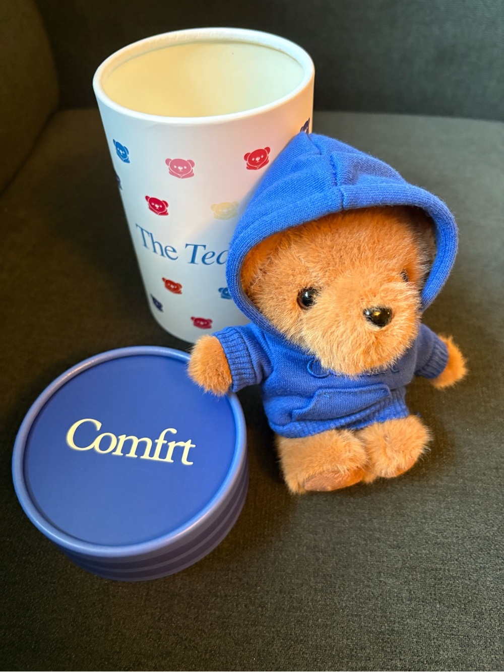 Comfrt Teddy Bear Keychain Soft Bag Charm w/ Removable Comfrt Hoodie Cobalt Blue